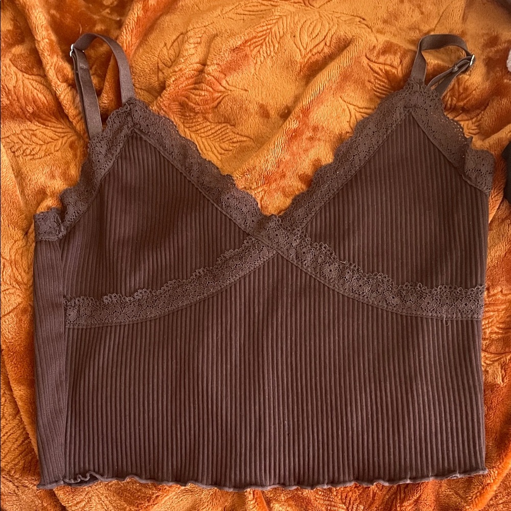 H&M Divided Chocolate Brown Lace Cami